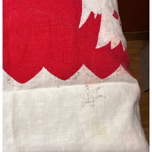 Vtg Christmas Tablecloth Round Red White Merry Christmas Candles Holly Tree 56" - Picture 5 of 12